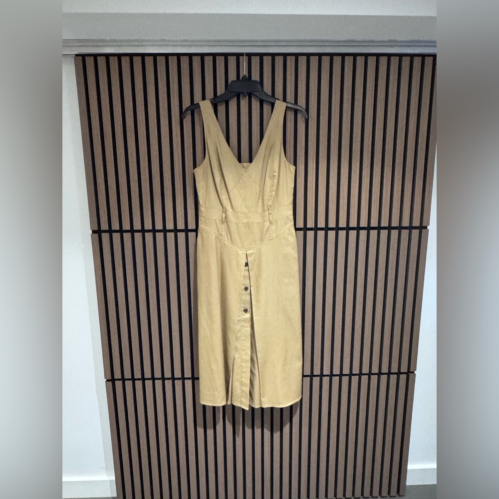 Banana Republic Tan Button-Front Midi Dress